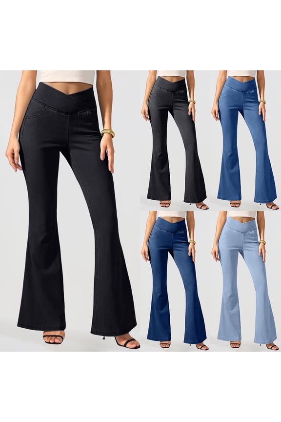 Womens Leggings High Waisted Workout Yoga Pants Stretchy Skinny Wide Leg Yoga Pants Flare Leggings for Workout Running Athletic Activewear