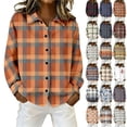 thumbnail image 1 of CAIXIA Womens Plaid Shirts Womens Plaid Jacket Cotton Classic Long Sleeve Button Down Collared Casual Tops Lightweight Fall Blouses, 1 of 5
