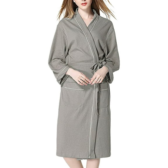 CAIXIA Womens Robes Lightweight Long Elegant Women's Kimono Robe Long Knitted Bathrobe for Cozy Sleepwear and Lounging