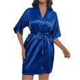 thumbnail image 1 of CAIXIA Womens Robes Short Elegant Women's Silk Nightgown and Robe Set Half Sleeve Loungewear for Home Comfort, 1 of 5
