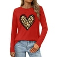 thumbnail image 1 of CAIXIA Womens Shirts Valentine's Day Graphic Pullover for Women Long Sleeve Heart Print Casual T-Shirt Top Comfortable Fit,Red, 1 of 4