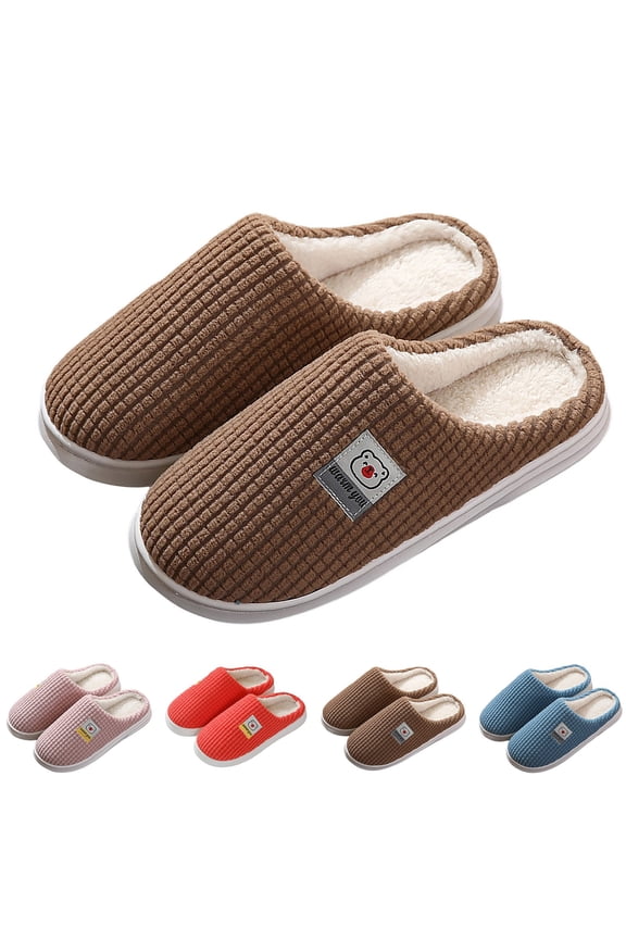 Womens Soft Slippers Knit Memory Foam Arch Support Wide Widths Winter Warm Lined Slip on Cartoon Pattern Elastic Comfy Retro Bedroom Slippers for House Mom Birthday Gifts