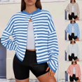 thumbnail image 1 of CAIXIA Womens Striped Cardigan Casual Long Sleeve Open Front Button Down Loose Knit Lightweight Fall Sweaters, 1 of 5