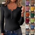 thumbnail image 1 of CAIXIA Womens Sweaters Button V Neck Long Sleeve Pullover Tops Soft Basic Clothes Versatile Shirts Work Outfits Fall Winter Clothes,Khaki, 1 of 7