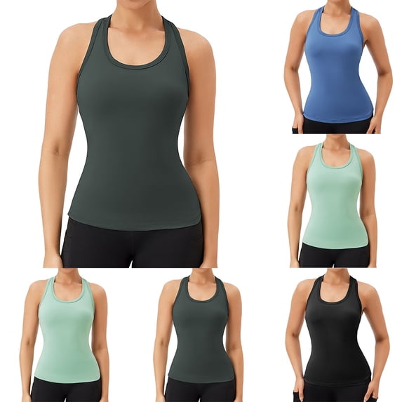 CAIXIA Womens Tank Tops Racerback Sleeveless Tank Tops for Women Scoop Neck T-Shirt Tennis Yoga Athletic Running Shirts Oversized Racerback Breathable Tee