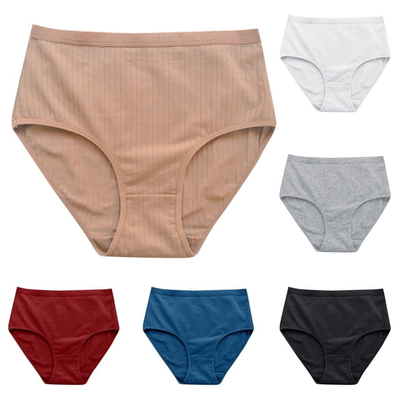 CAIXIA Womens Underwear Cotton No Show Cotton Panties for Women Soft Comfortable Mid Waist Everyday Briefs Bikini Panties