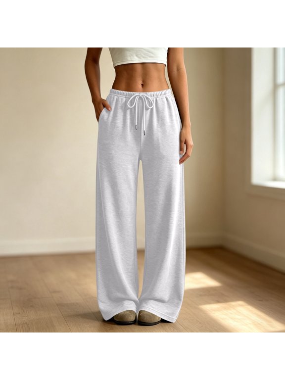 Womens Wide Leg Sweatpants Baggy Winter High Waisted SWEA Tpants Soft, Yoga Pants, Gym Sports, Lounge, Cute, Cotton, Lightweight, , Loose Fit, Comfortable Joggers, Elastic Waist