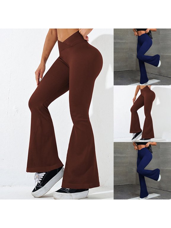 Yoga Pants with Pockets for Women Plus Size Bootcut Dance Pants Casual Wide Leg Yoga Pants Gym Leggings for Workout Running Athletic Activewear