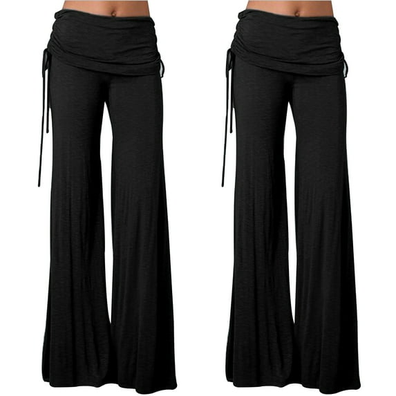 CAIXIA Yoga Pants with Pockets for Women Plus Size Pull on Pants Stretchy Skinny Yoga Pants Wide Leg Leggings for Workout Running Athletic Activewear