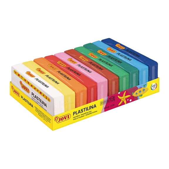 JOVI Plastilina Modeling Clay, Assorted Colors, 15 Bars (150 g Each), Non-Drying Reusable Modeling Clay