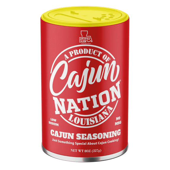 Cajun Nation Low Sodium Cajun Seasoning, 8 oz – Louisiana Spice Blend – Gluten-Free, No MSG – Ideal for Turkey, Gumbo, and Seafood