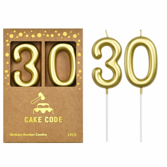 Classic Gold Number Candles for 30th Birthday, Cake Number Candles, Party Celebrations