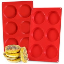 CAKETIME 2 Pcs Silicone Egg Sandwich Molds, 3 Inch Muffin Top Pan Non Stick, 6-Cavity Round Silicone Baking Mold for Baking English Muffins, Whoopie Pies
