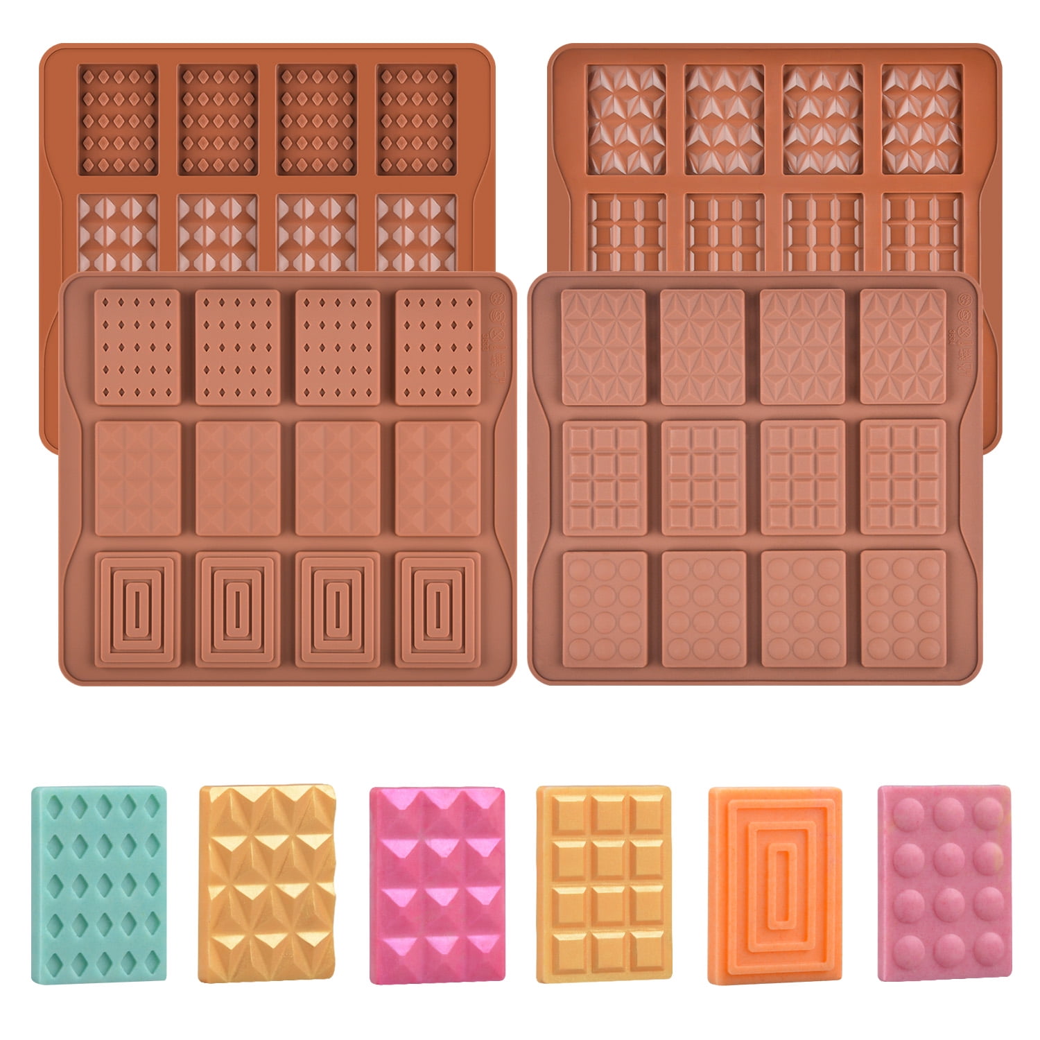 AUPERTO DIY Silicone Candy Molds - Easy To Use and Clean Chocolate Molds -  Multi Style Silicone Molds for Molding Hard - 6 Pack Style 1