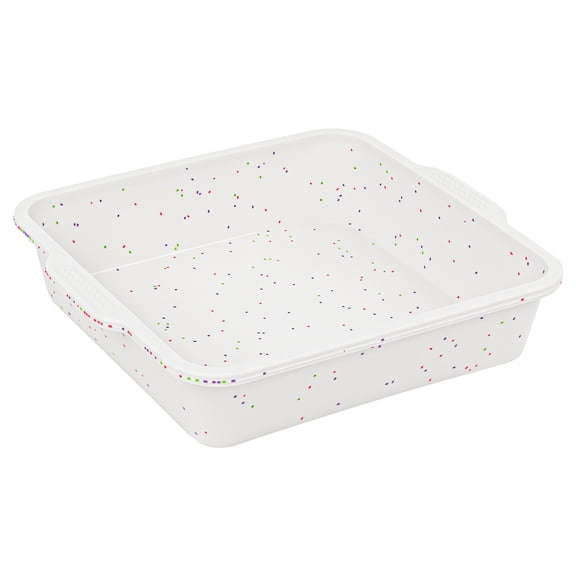 CAKETIME 8 inch Silicone Square Cake Pan with Metal Reinforced Frame, Nonstick Silicone Brownie Pan 1Pack