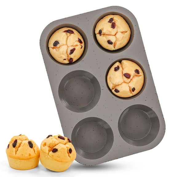 CAKETIME Jumbo Muffin Pan, 3.5 Inch Large Muffin Pan 6 Cup Silicone Jumbo Cupcake Tin, 1 Pack