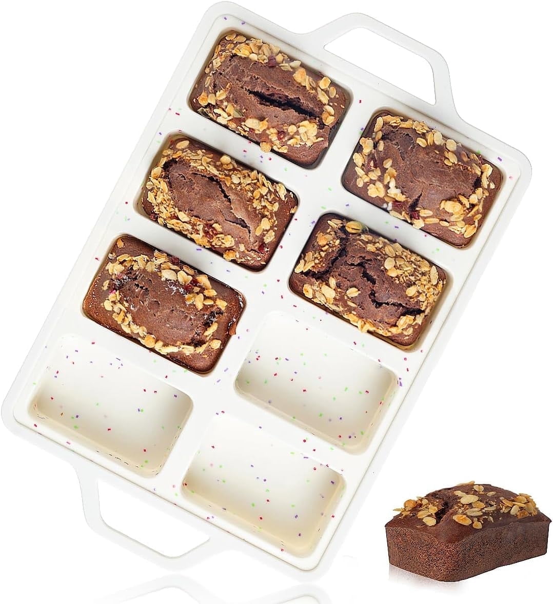 CAKETIME Mini Loaf Pans, Metal Reinforced Frame Silicone Mini Bread ...