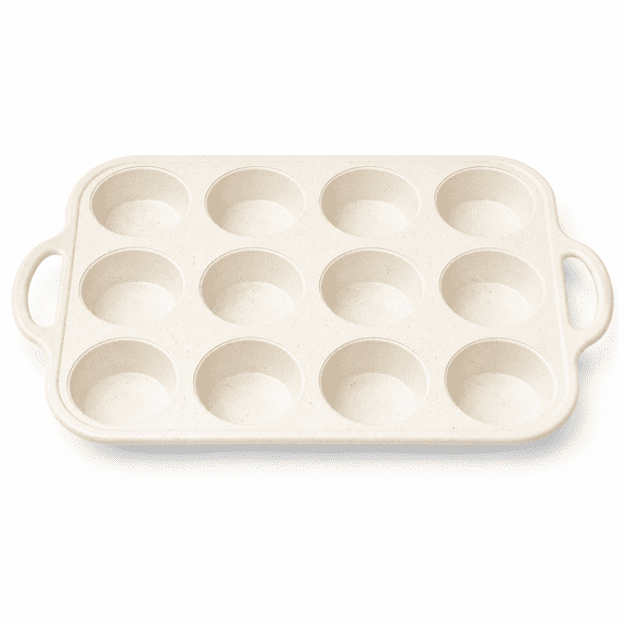 PLERISE Metal Reinforced Silicone Muffin Pan, Nonstick 12 Cups with Handle, 2.8 inch, Confetti Design, 1 Pack