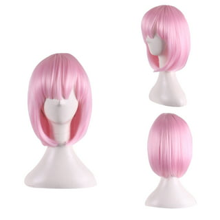  High Temperature Silk Wig European And American Wind Head Dyed  Black Gradient Pink Shoulder Length Short Curly Hair Daily Suitable For  Cosplay 30cm/11.8in Lace Front Wigs Short (Pink, One Size) 