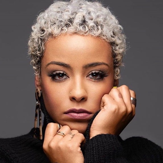 CAKVIICA Short Hair Wigs For Black Women Short Cuts Wigs For Black Women Short Straight Black Women's Wigs Women's Short Curly Wig Synthetic Cut Wig Heat Grey Wigs, Grey 2.3 inch