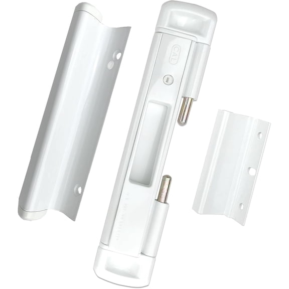 CAL Double-Bolt Lock for Glass Sliding Doors - Advanced Technology to Keep Your Family Safe and Secure - High Security Lock - Virtually Burglar Proof. (Double Bolt Lock + Premium Handle, White)