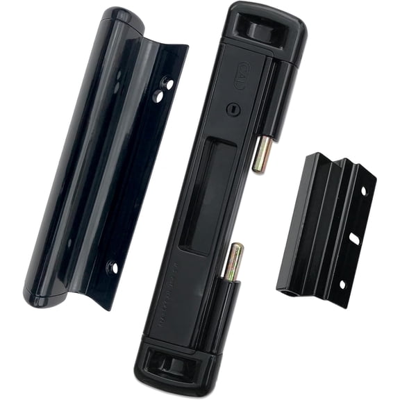 CAL Double-Bolt Lock for Glass Sliding Doors - Advanced Technology to Keep Your Family Safe and Secure - High Security Lock - Virtually Burglar Proof. (Double Bolt Lock + Premium Handle, Black)