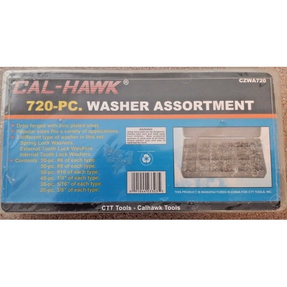 720-PC Assortment Spring Lock External & Internal Tooth Lock Washer Kit