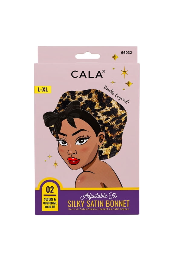 Adjustabe Tie L/XL Bonnet, Leopard Print