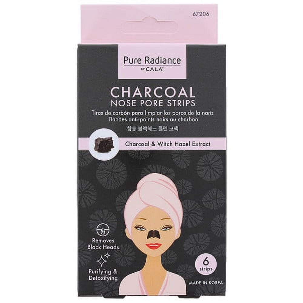 CALA Charcoal Nose Pore Strips for Blackhead Removal, 6 Strips