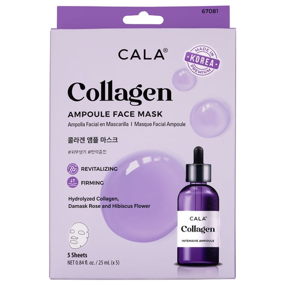 CALA Collagen Ampoule Face Mask, Revitalizing & Firming (5 Sheets)
