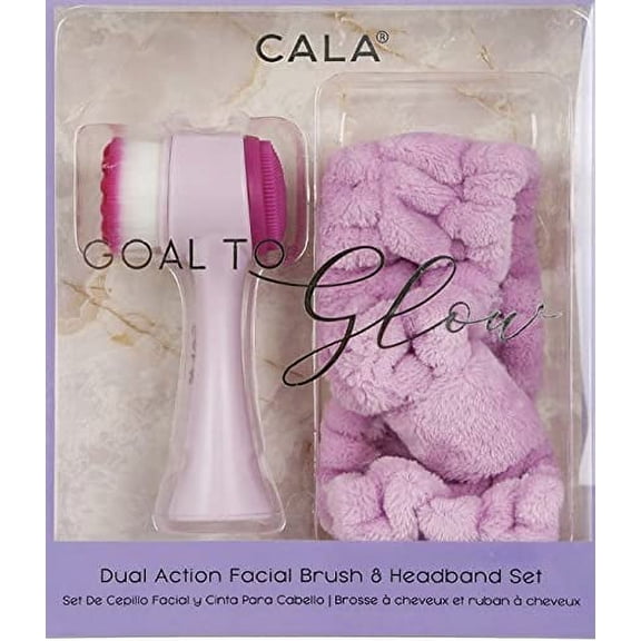 CALA Dual Action Facial Brush & Headband Set-Purple