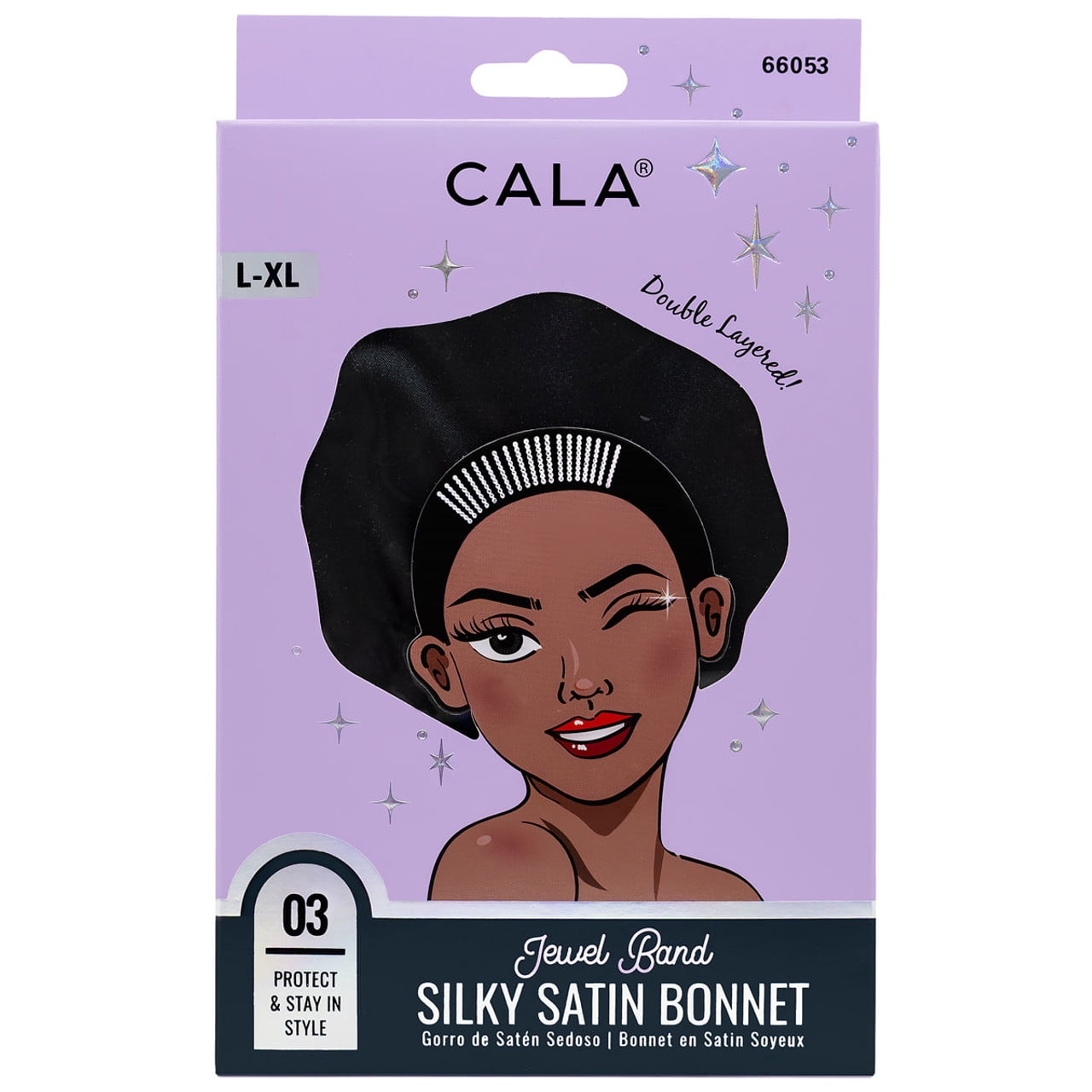 Cala Jewel Band Satin Sleep Bonnet L/XL Black