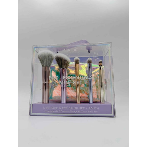 CALA PRO - ESSENTIALS MINI SET: Your Ultimate 5-Piece Face & Eye Brush Collection with Stylish Pouch