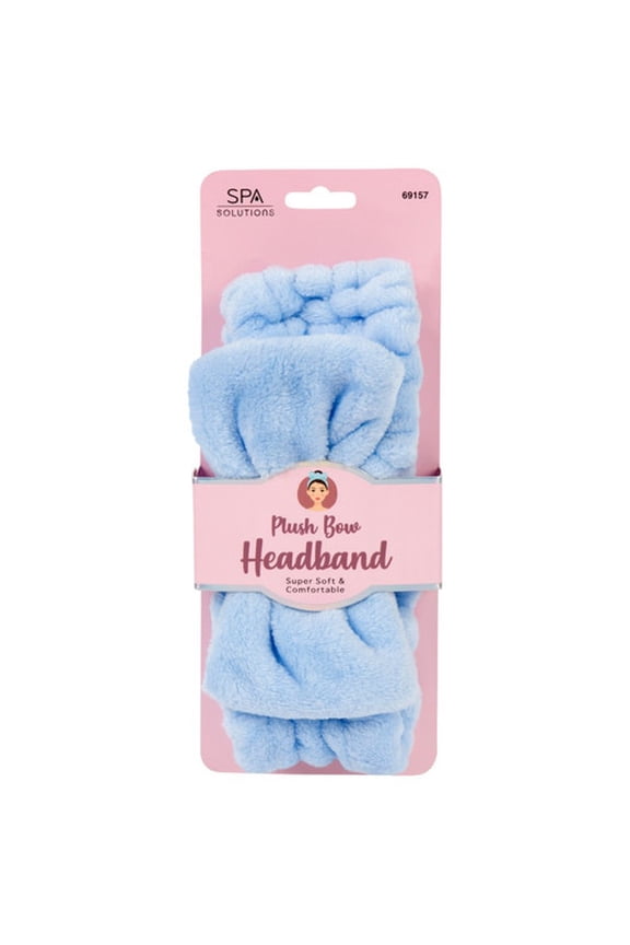 Plush Bow Headband, Super Soft & Comfortable (Light Blue)