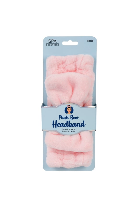 Plush Bow Headband, Super Soft & Comfortable (Pink)