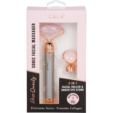 CALA Rose quartz sonic facial massager roller and undereye stone 2-in-1