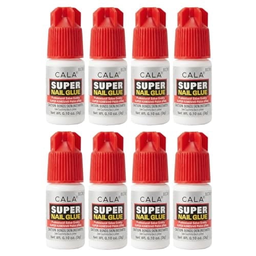 CALA Super Nail Glue Professional Quick Dry Nail Glue Adhesive for False Nails, Tips & Art Accessories Salon Quality Strong Hold for Natural Nail Repair (Pack of 8)