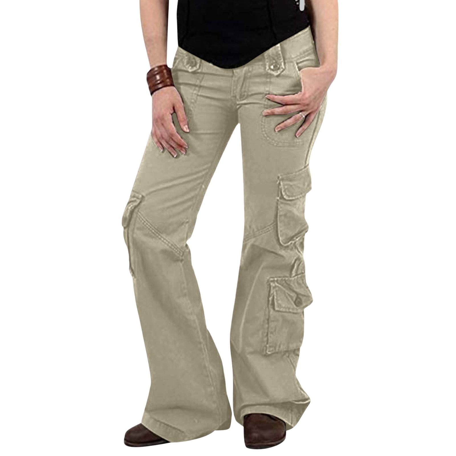 CALAFEBILA Cargo Pants for Women Streetwear Tactical High Waist Wide ...