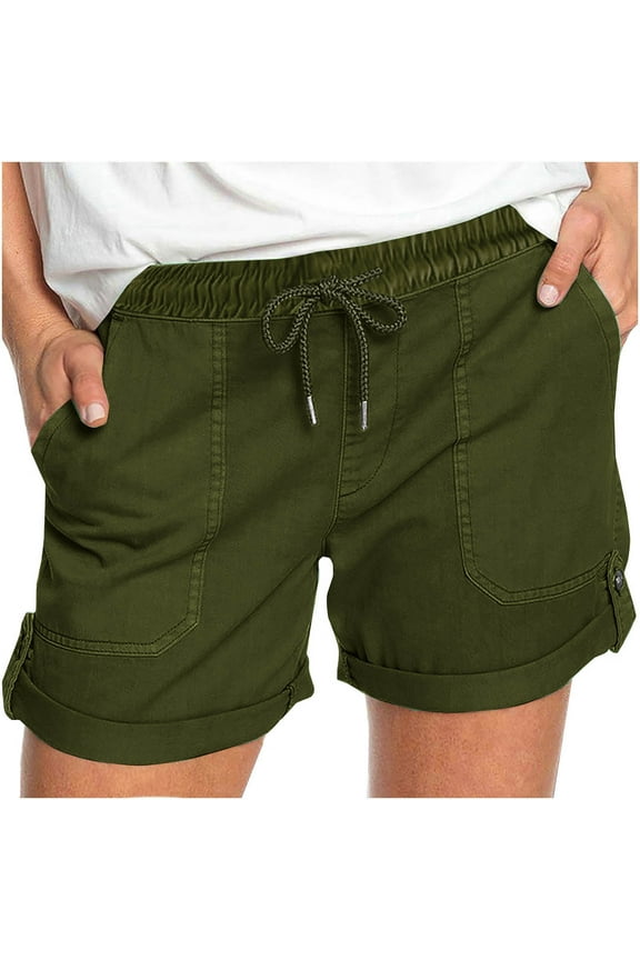 Cargo Shorts for Women Plus Size Drawstring Casual Womens Shorts with Pockets
