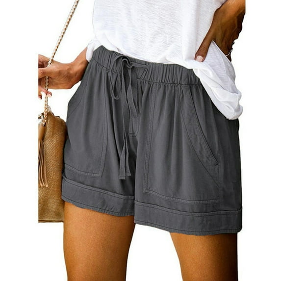 CALAFEBILA Casual Flowy Cargo Shorts for Women Mother's Day Plus Size Comfy Drawstring Elastic Waist Pocket Loose Summer 2025 Leisure Shorts
