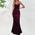 thumbnail image 1 of CALAFEBILA Club Dresses for Women Sleeveless V-neck Solid Color Maxi Bodycon Dress Wrap Lace-up Tank Dress Long Junior Dresses, 1 of 6