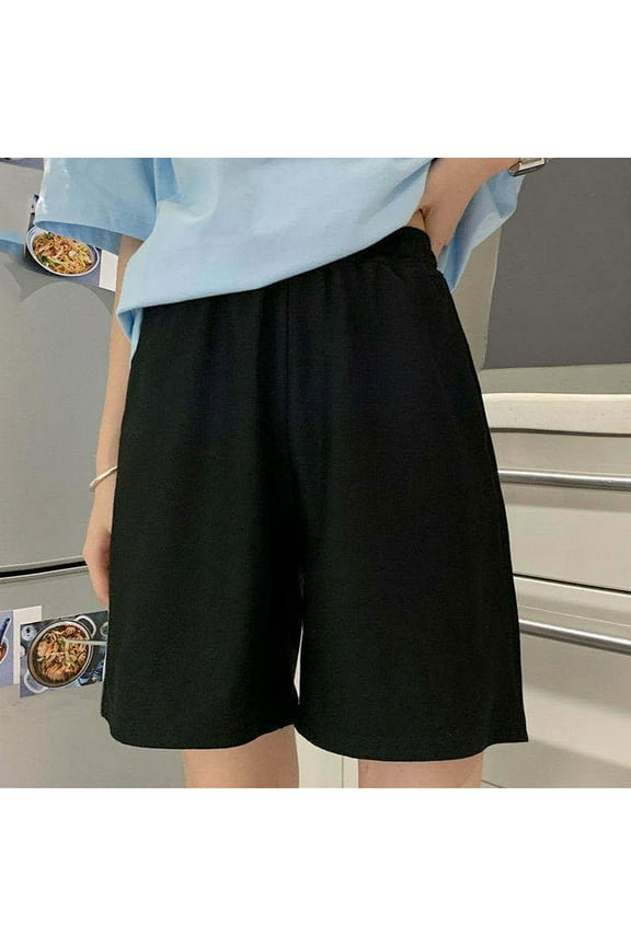 Cotton Bermuda Shorts for Women Elastic Waist Casual Womens Plus Size Shorts with Pockets