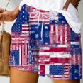thumbnail image 1 of CALAFEBILA Cotton Linen Bermuda Shorts for Women Independence Day American Flag Graphic 4th of July Vacation Women Short with Pockets, 1 of 5