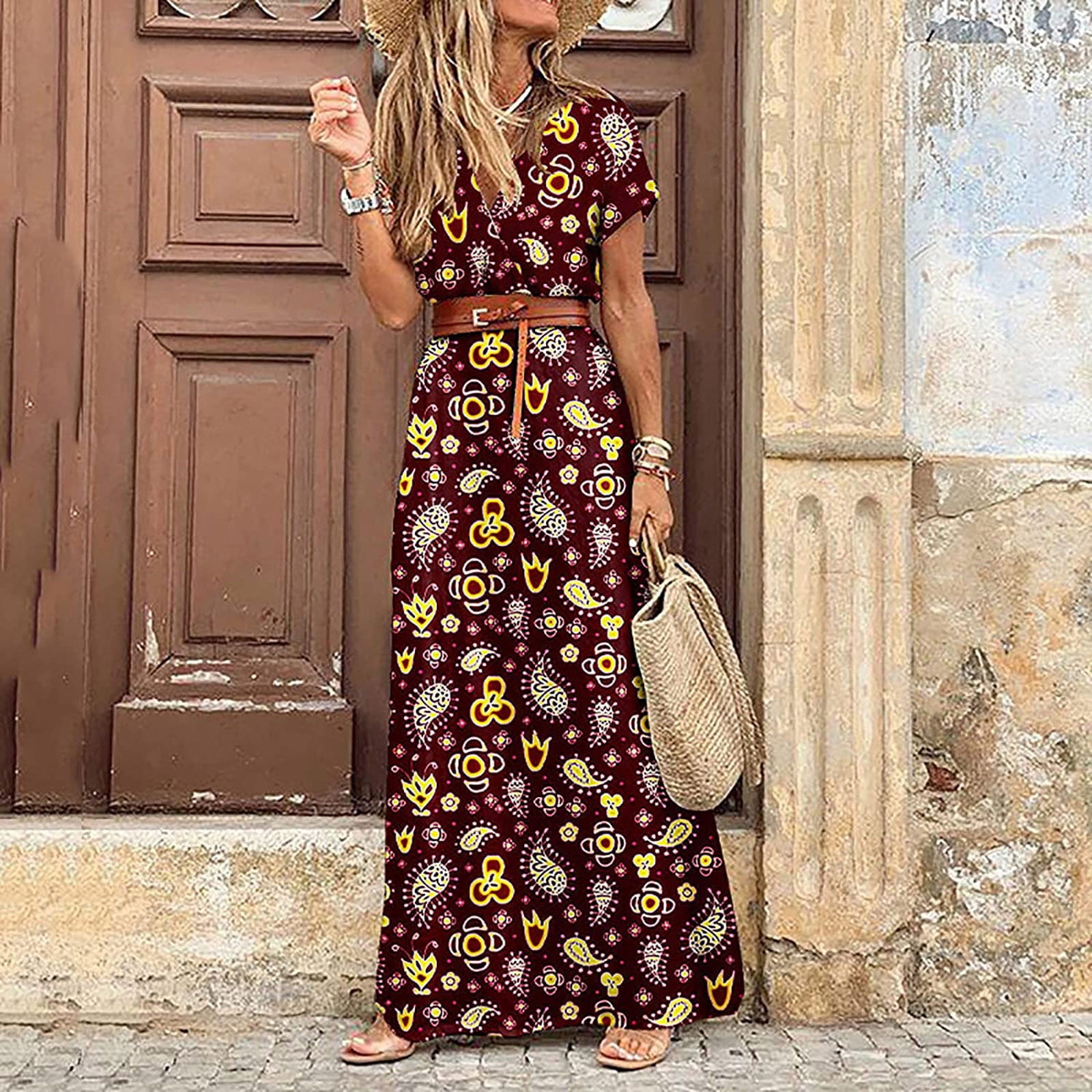 Amazon.com: CUYALZMI Women's Floral Print Sling Dress Empire