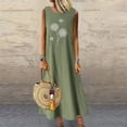 thumbnail image 1 of CALAFEBILA Dresses for Women Sleeveless Floral Midi Vacation Dress Cotton Linen Tank Dress Long Dresses for Junior, 1 of 4