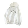 thumbnail image 1 of CALAFEBILA Fall Sweatshirts for Women Lightweight Crewneck Hooded Heart Graphic Pullover 2023 Fashion Long Sleeve Trendy Tops with Pockets, 1 of 3