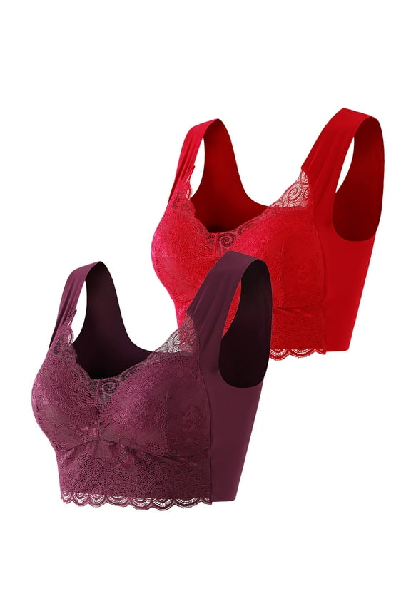 Fashion Lace Beauty Back Solid Strap Wrap Plus Size Sleep Bras for Women