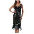 thumbnail image 1 of CALAFEBILA Girls Dresses,Ladies Fashion Glitter Shiny Sequin Formal Party Ball Dress Fringe Tassels Bodycon Midi Dress, 1 of 3