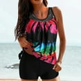thumbnail image 1 of CALAFEBILA Girls Plus Size Swimsuit 2 Piece Modest Tankini Pleated Tie Dye Bathing Suits, 1 of 6