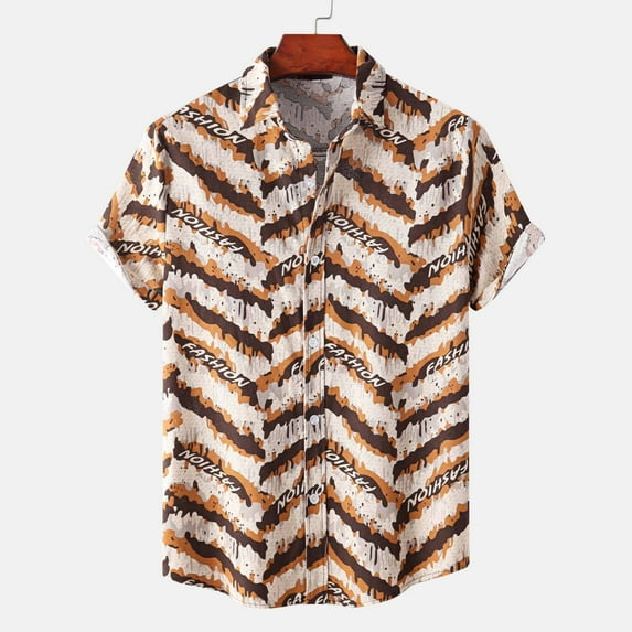 CALAFEBILA Hawaii Shirts for Men Casual Button Down Tropical Print Short Sleeve Holiday Beach Shirts Loose Fit Summer Mens Tops with Pockets